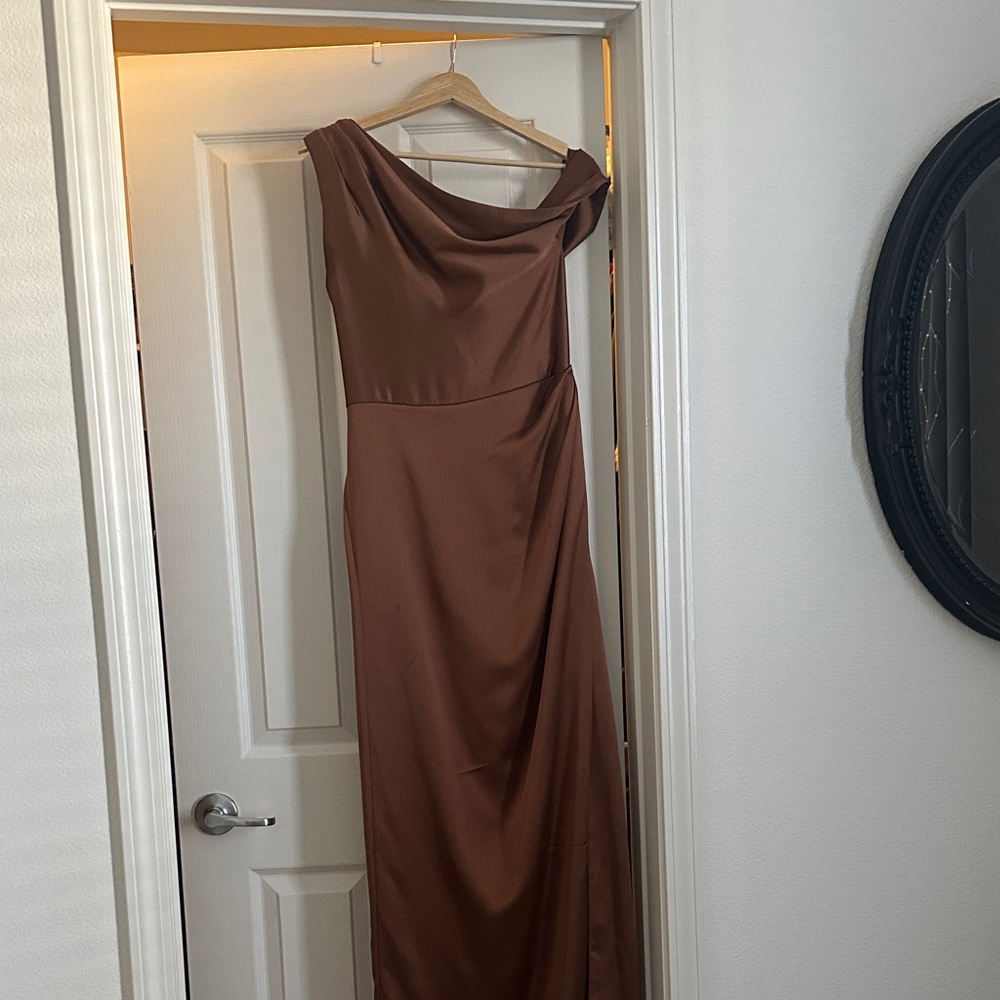 Jenny Yoo One Shoulder Elegant Brown Dress paid 350